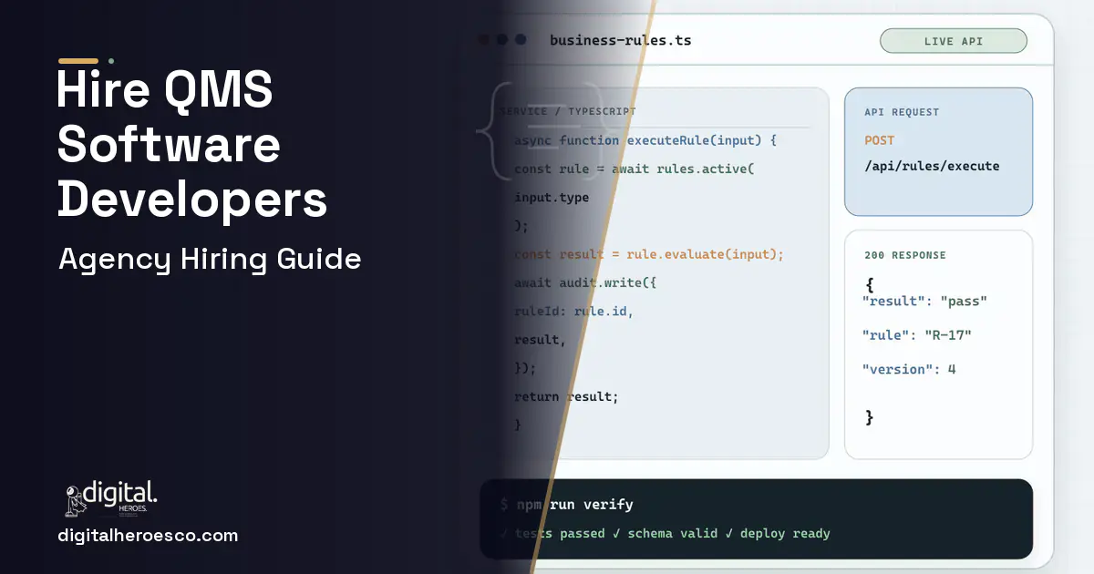 Custom Software Development code editor and API illustration for Quality Management Software QMS.