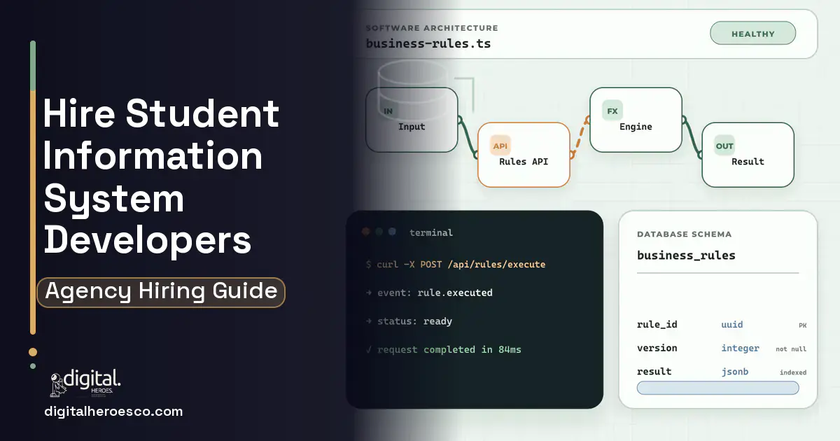Custom Software Development architecture and database illustration for Student Information System Development.