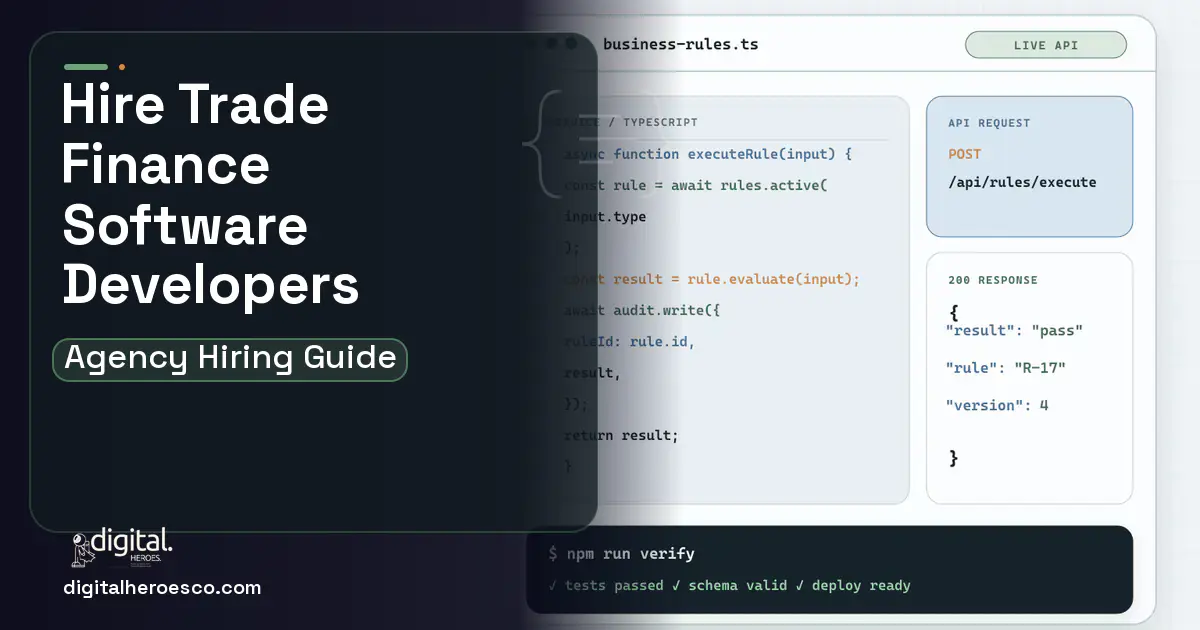 Custom Software Development code editor and API illustration for Trade Finance Software.