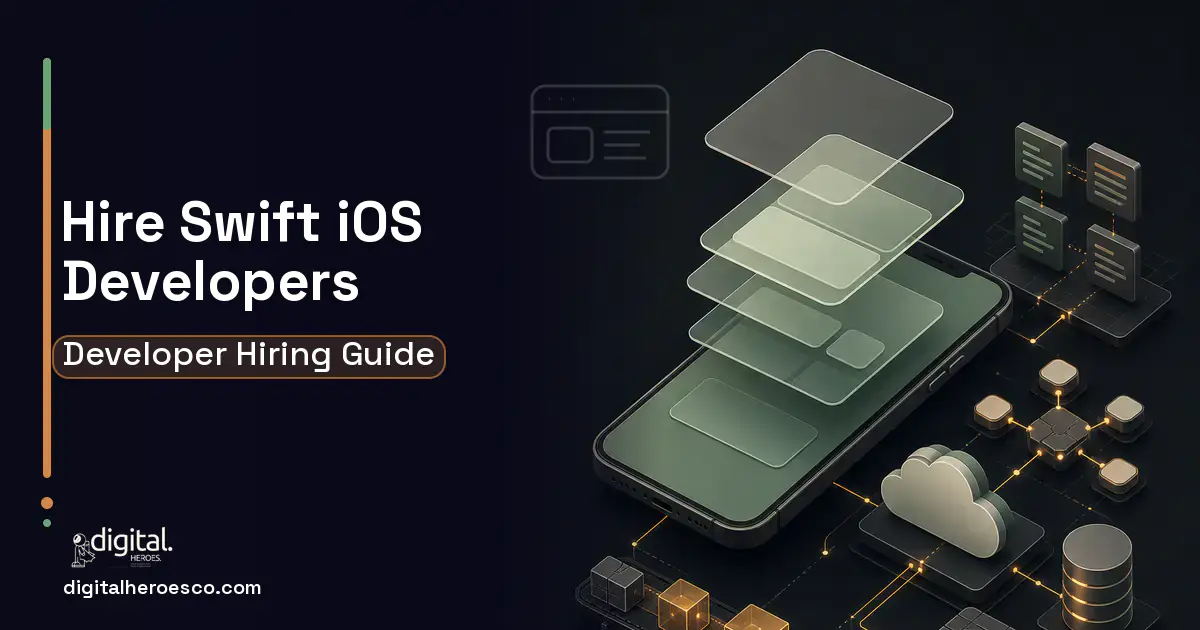 Mobile App Development product interface illustration for Hire Swift and iOS Developers.