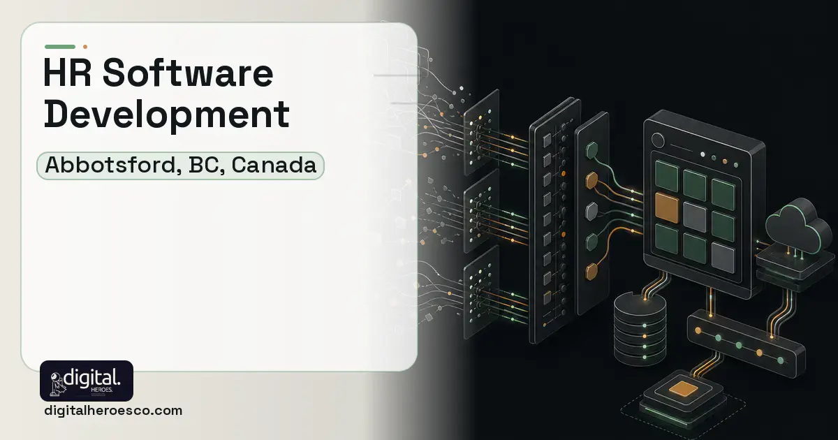 HR Software Development workflow illustration for Abbotsford, BC, Canada.