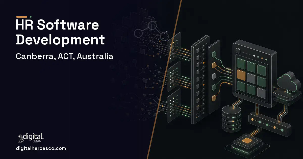 HR Software Development workflow illustration for Canberra, ACT, Australia.