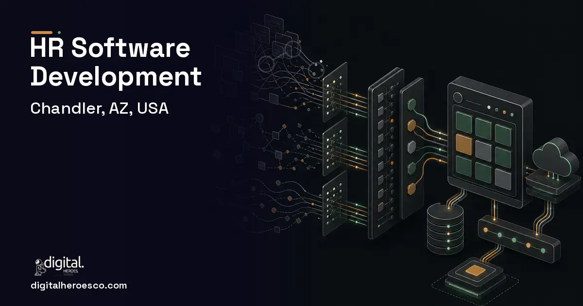 HR Software Development workflow illustration for Chandler, AZ, USA.