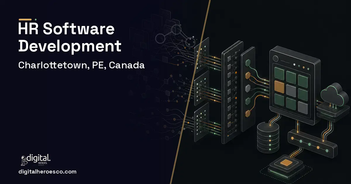 HR Software Development workflow illustration for Charlottetown, PE, Canada.