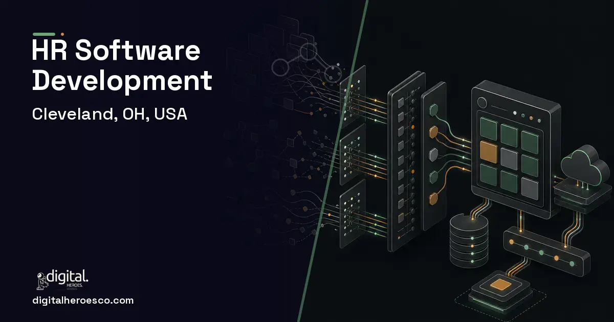 HR Software Development workflow illustration for Cleveland, OH, USA.