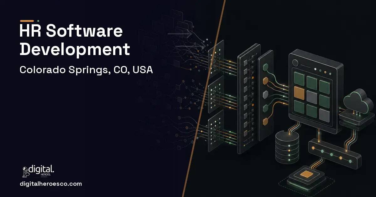 HR Software Development workflow illustration for Colorado Springs, CO, USA.