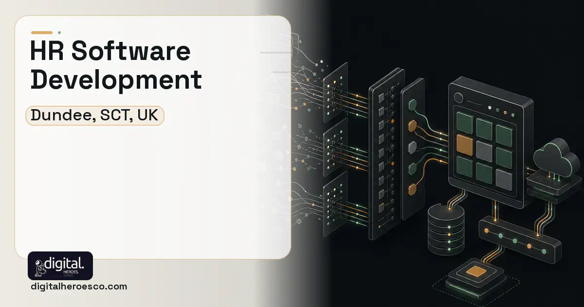 HR Software Development workflow illustration for Dundee, SCT, UK.