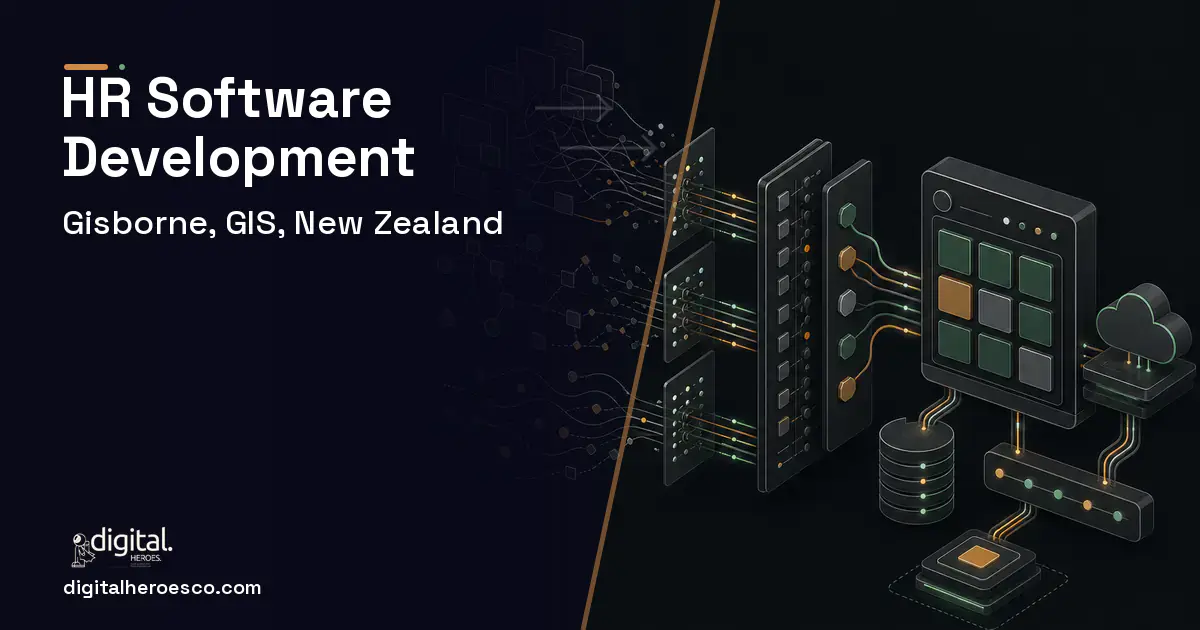 HR Software Development workflow illustration for Gisborne, GIS, New Zealand.