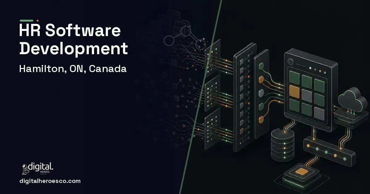 HR Software Development workflow illustration for Hamilton, ON, Canada.