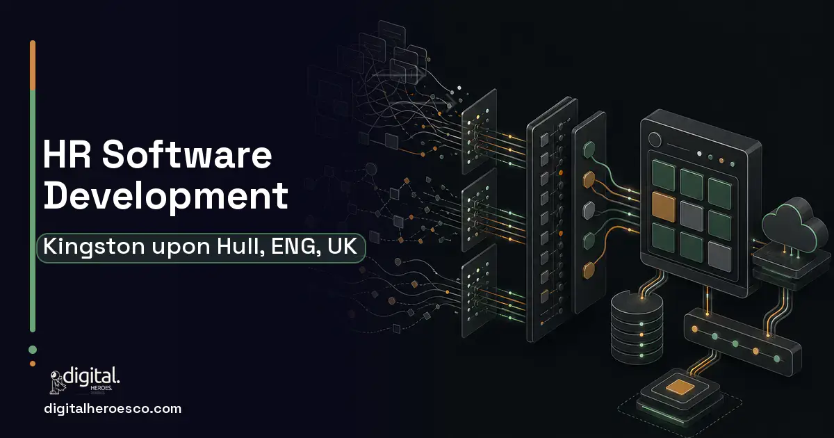 HR Software Development workflow illustration for Kingston upon Hull, ENG, UK.