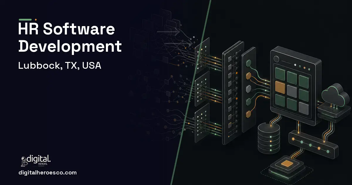 HR Software Development workflow illustration for Lubbock, TX, USA.