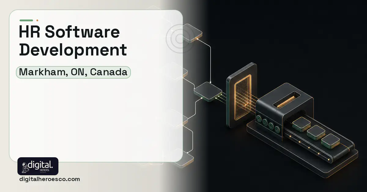 HR Software Development software overview illustration for Markham, ON, Canada.