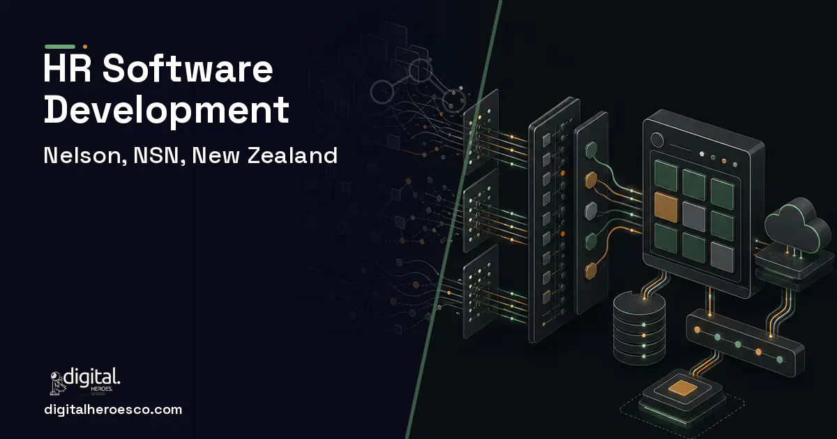 HR Software Development workflow illustration for Nelson, NSN, New Zealand.