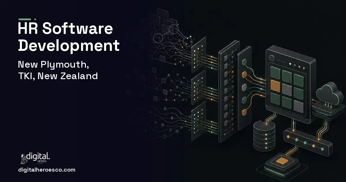 HR Software Development workflow illustration for New Plymouth, TKI, New Zealand.