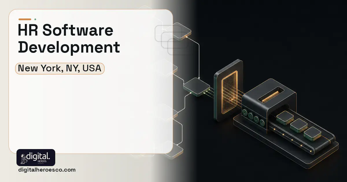 HR Software Development software overview illustration for New York, NY, USA.