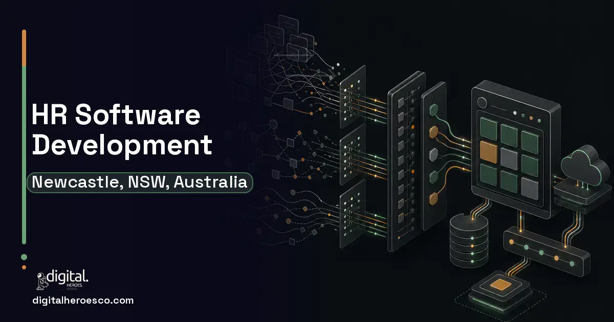 HR Software Development workflow illustration for Newcastle, NSW, Australia.