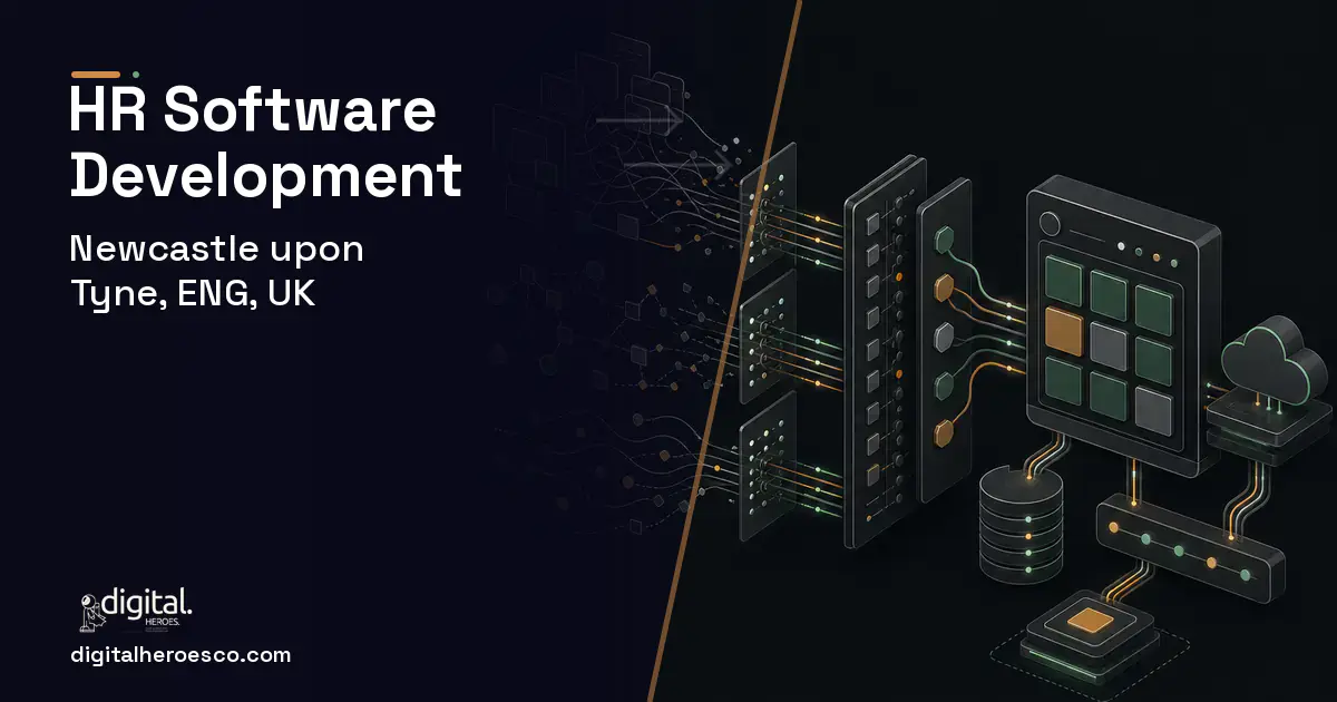 HR Software Development workflow illustration for Newcastle upon Tyne, ENG, UK.