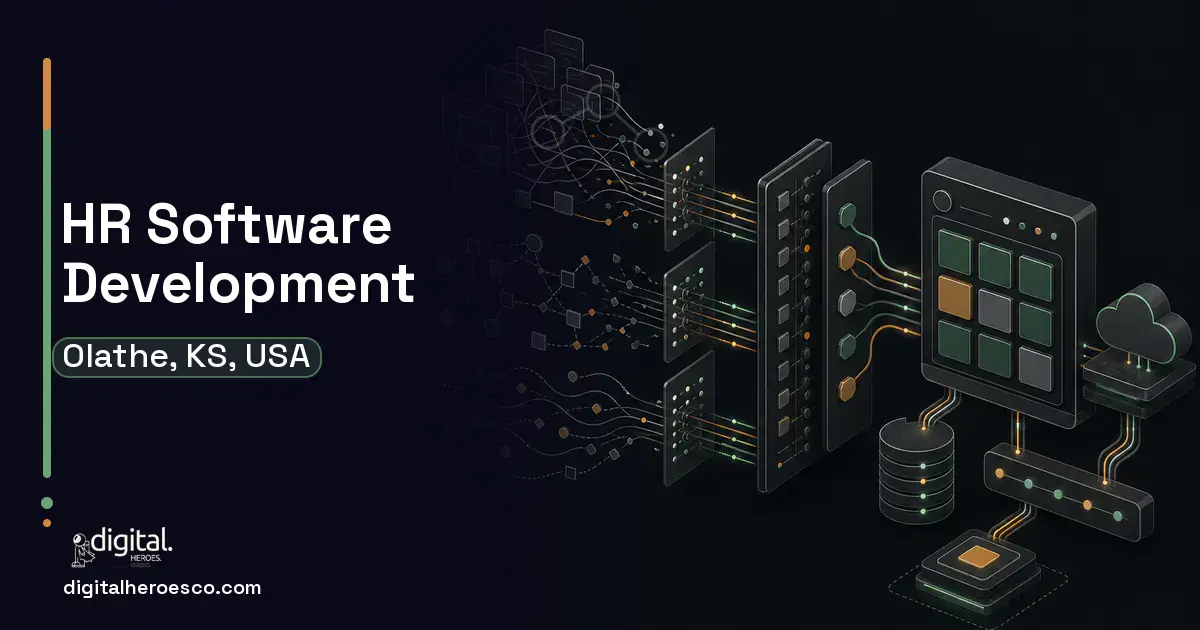 HR Software Development workflow illustration for Olathe, KS, USA.