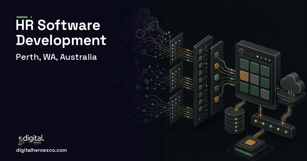 HR Software Development workflow illustration for Perth, WA, Australia.