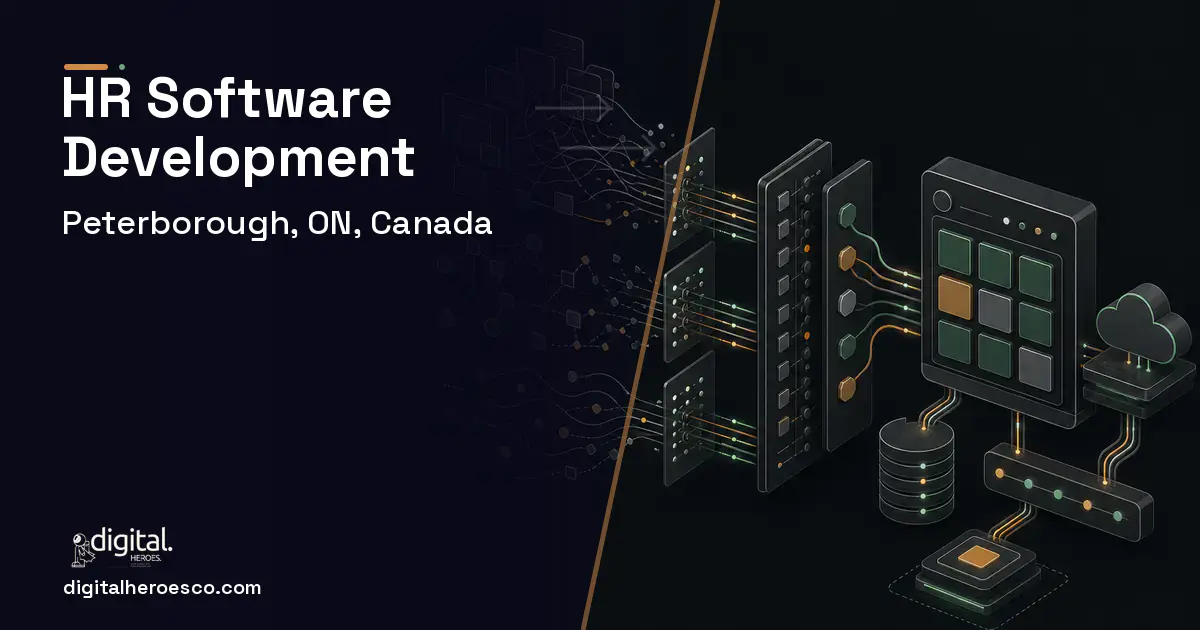 HR Software Development workflow illustration for Peterborough, ON, Canada.