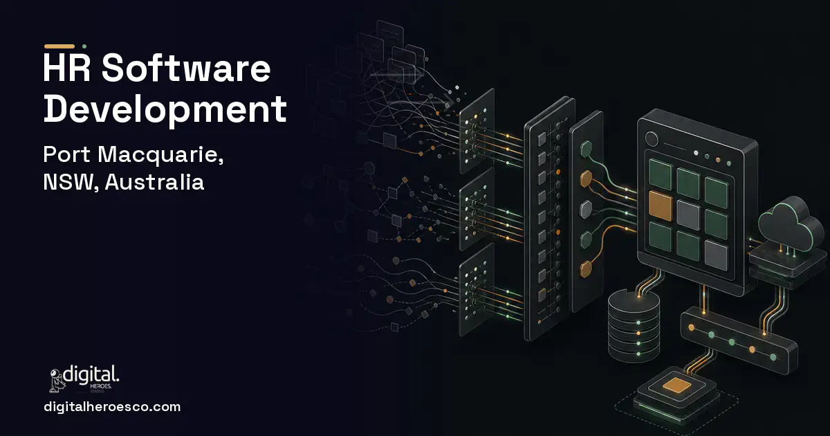 HR Software Development workflow illustration for Port Macquarie, NSW, Australia.