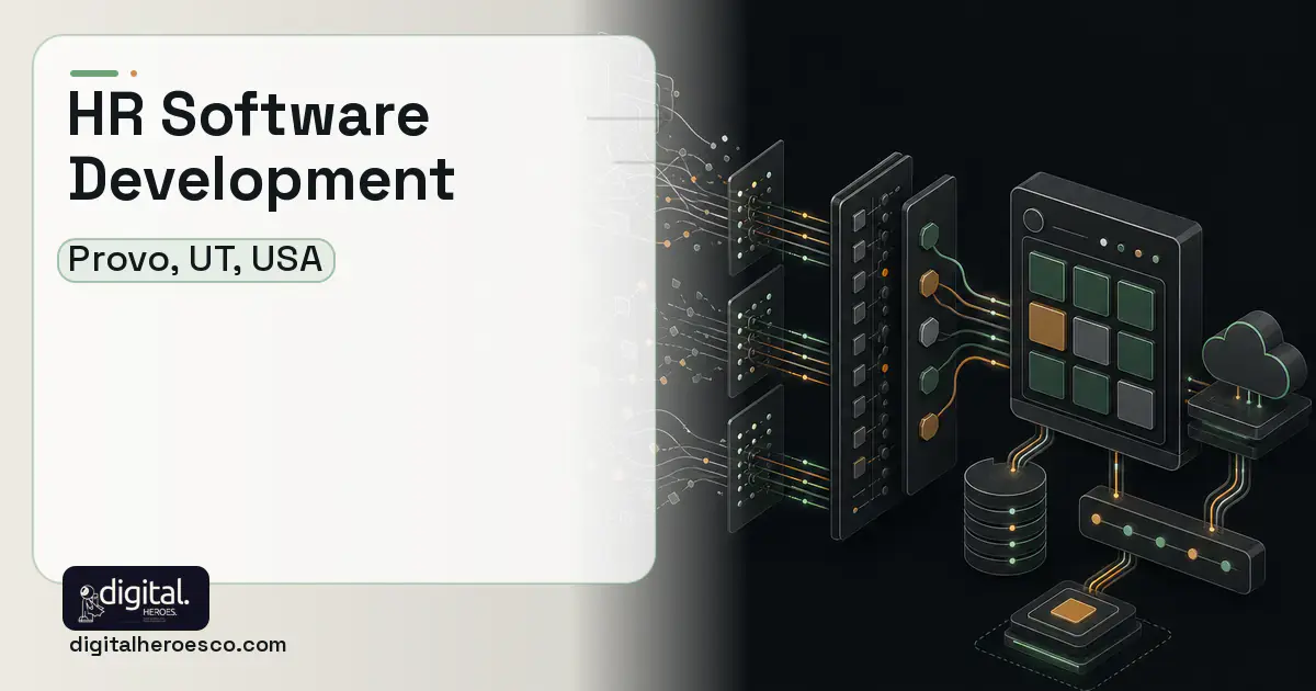 HR Software Development workflow illustration for Provo, UT, USA.