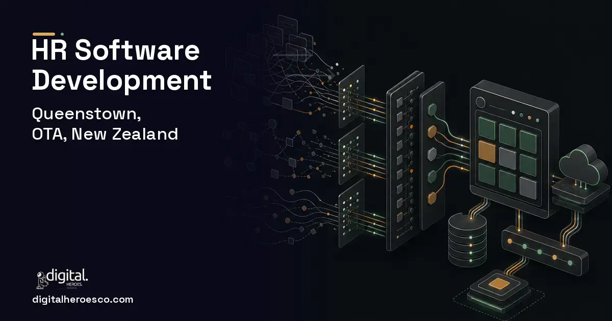 HR Software Development workflow illustration for Queenstown, OTA, New Zealand.