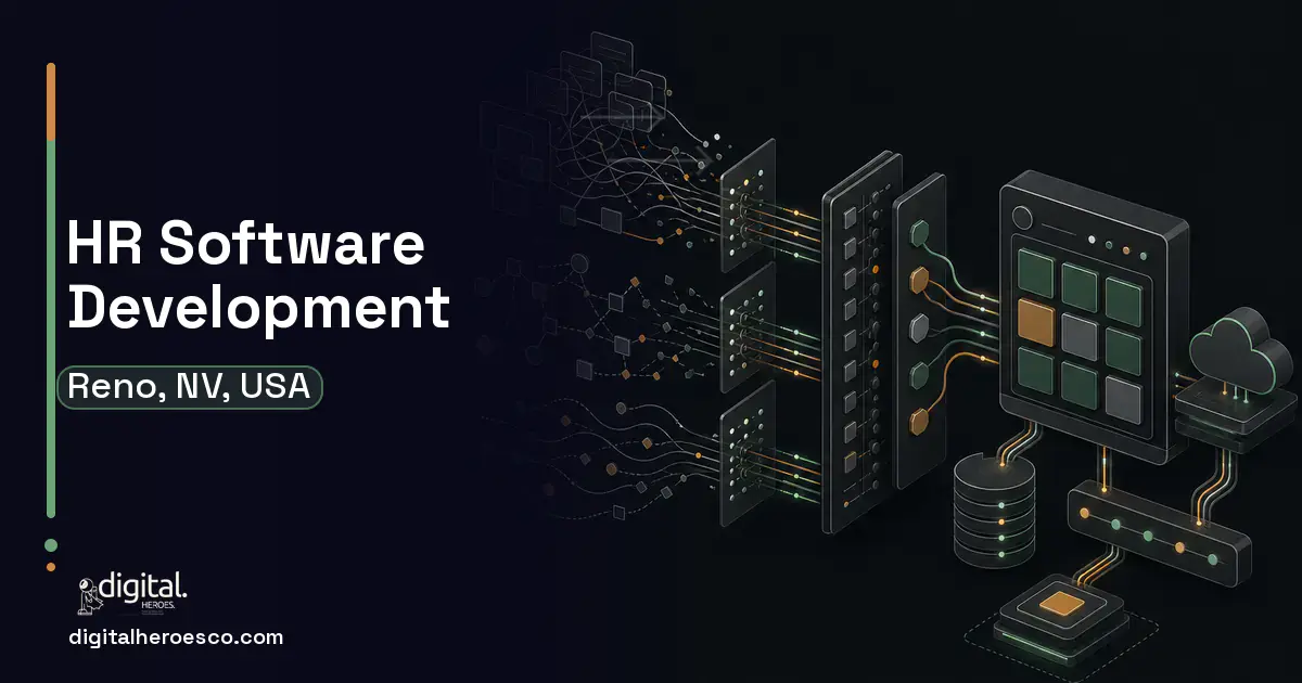 HR Software Development workflow illustration for Reno, NV, USA.