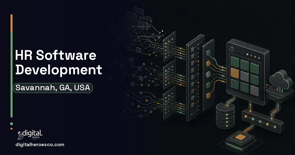 HR Software Development workflow illustration for Savannah, GA, USA.