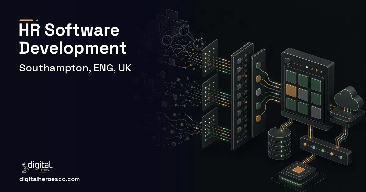 HR Software Development workflow illustration for Southampton, ENG, UK.