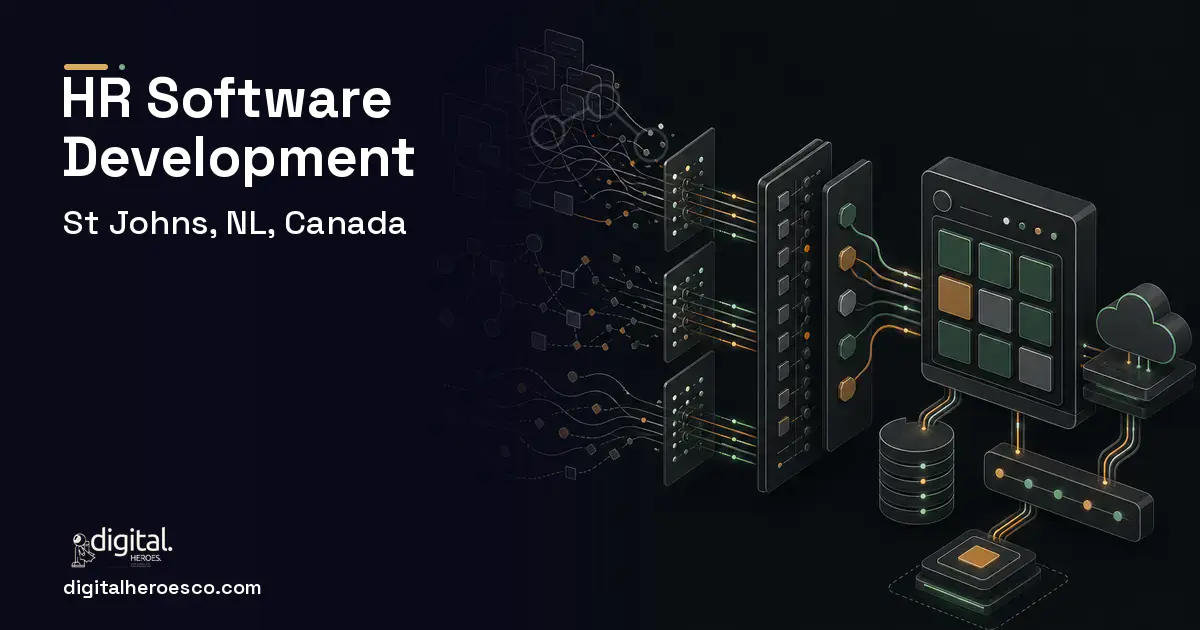 HR Software Development workflow illustration for St Johns, NL, Canada.