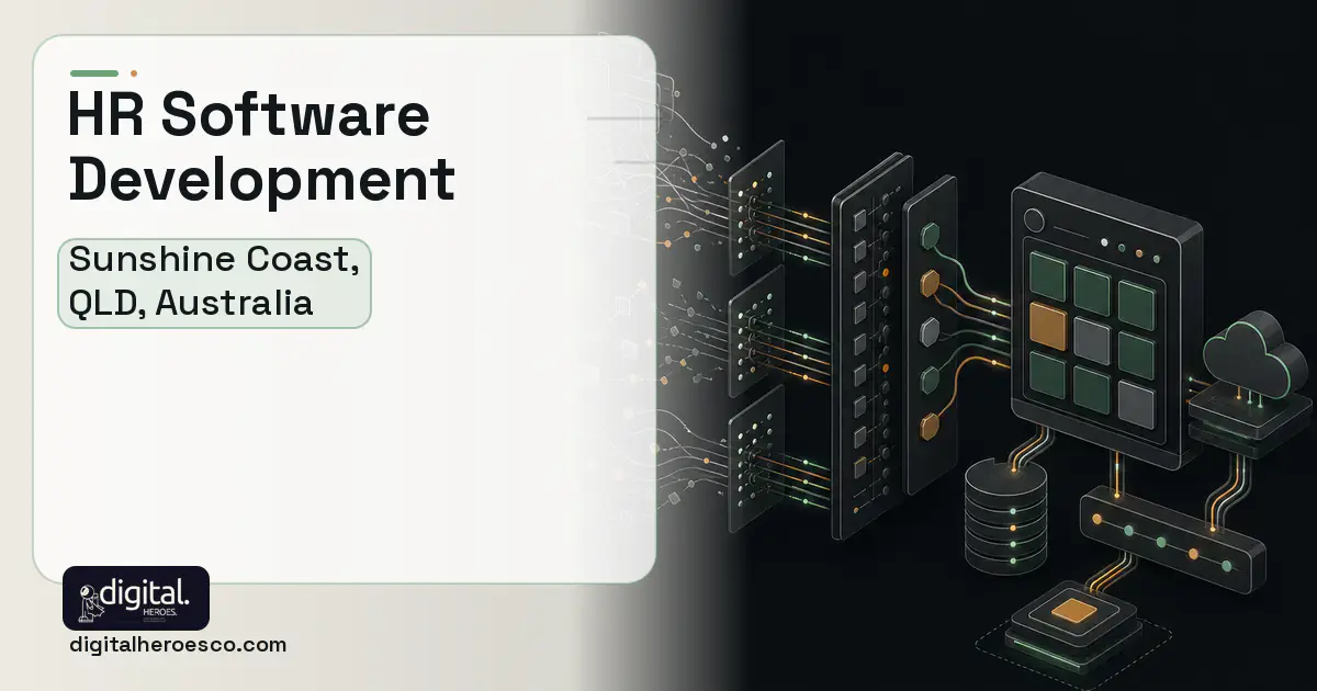 HR Software Development workflow illustration for Sunshine Coast, QLD, Australia.