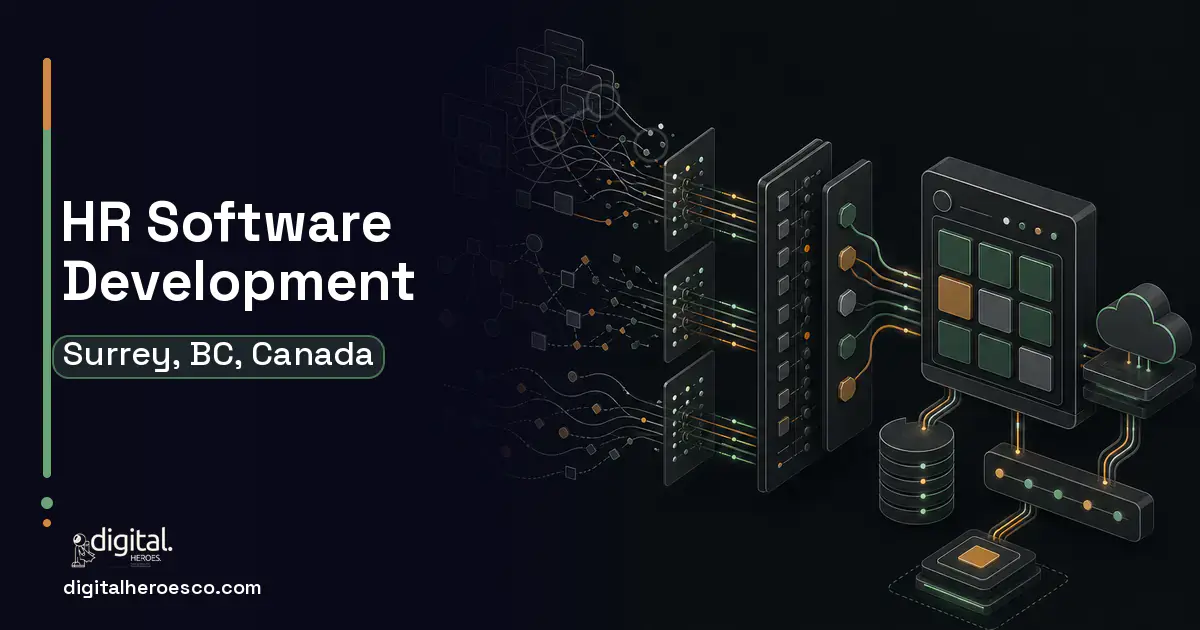 HR Software Development workflow illustration for Surrey, BC, Canada.