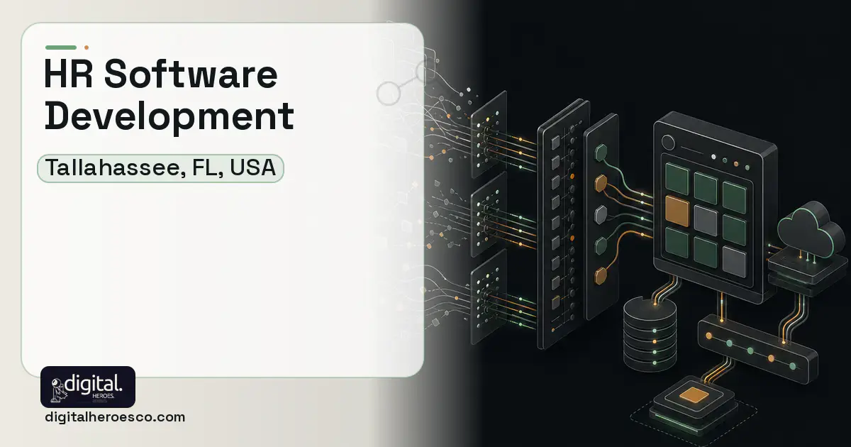 HR Software Development workflow illustration for Tallahassee, FL, USA.