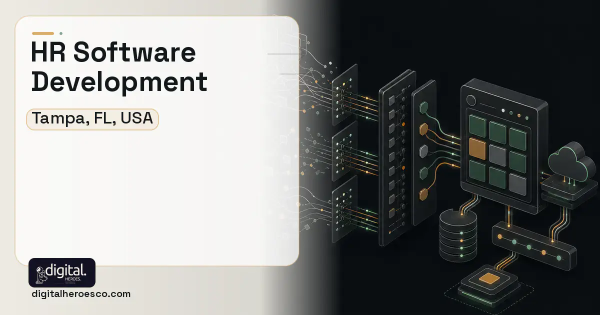 HR Software Development workflow illustration for Tampa, FL, USA.