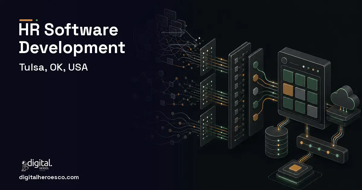 HR Software Development workflow illustration for Tulsa, OK, USA.