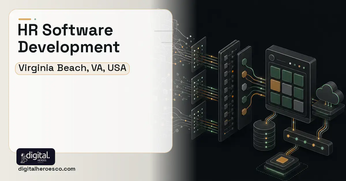 HR Software Development workflow illustration for Virginia Beach, VA, USA.