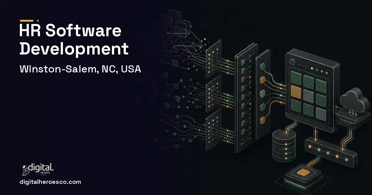 HR Software Development workflow illustration for Winston-Salem, NC, USA.