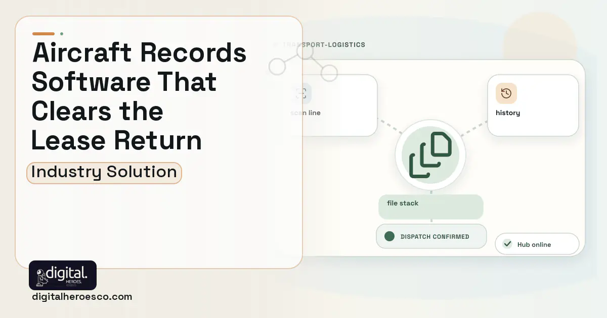 Aircraft Technical Records software visual showing file stack, scan line, and history.