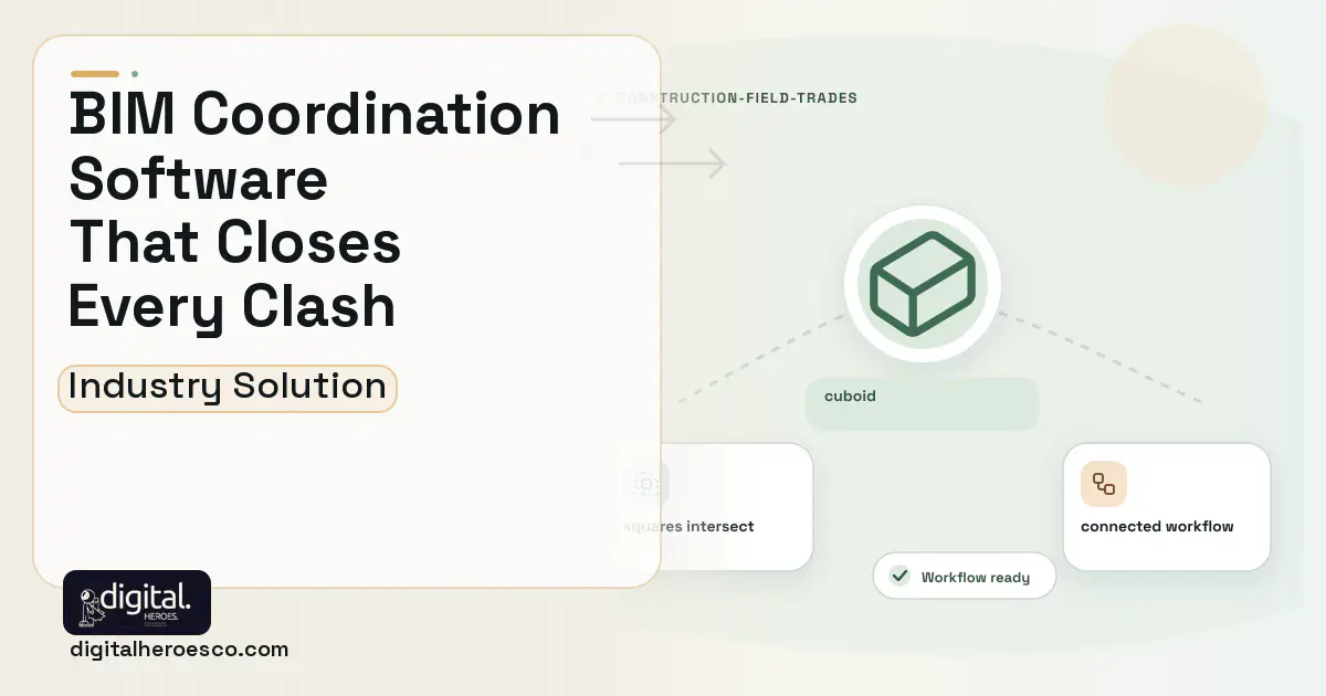 Bim Coordination software visual showing cuboid, squares intersect, and connected workflow.