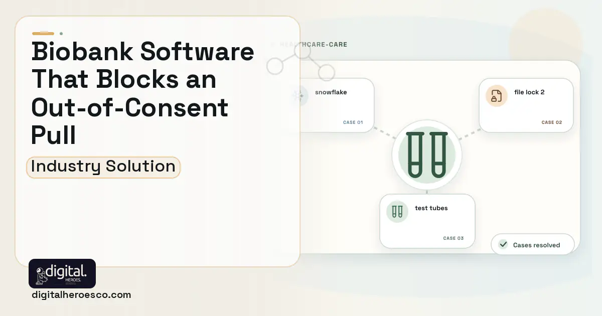 Biobank Specimen Management software visual showing test tubes, snowflake, and file lock 2.