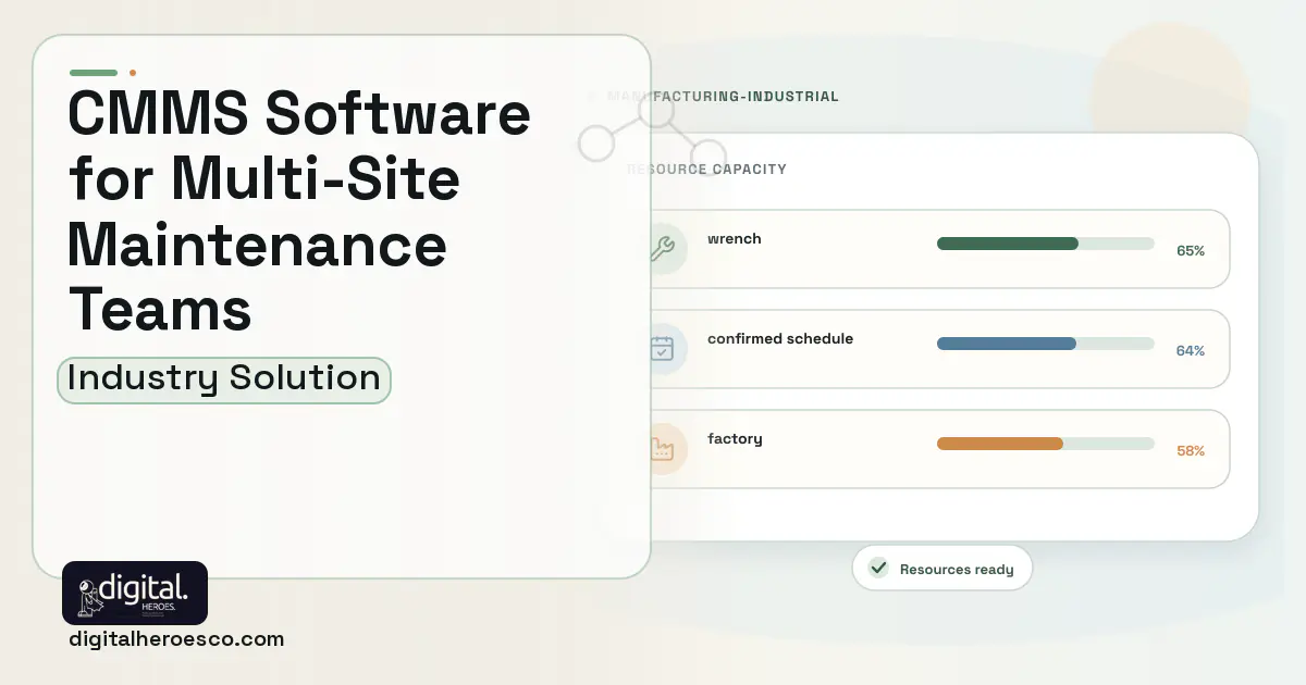 CMMS Maintenance software visual showing wrench, confirmed schedule, and factory.