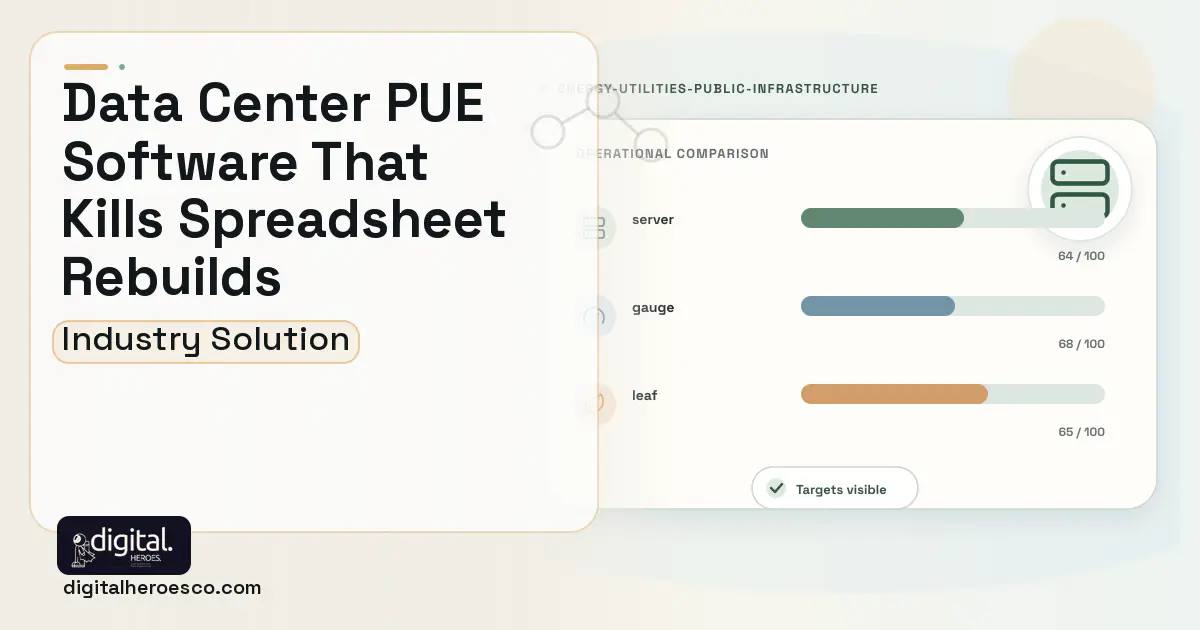 Data Center Sustainability Reporting software visual showing server, gauge, and leaf.