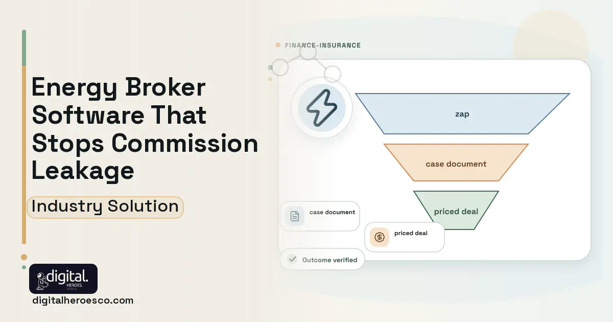 Energy Broker software visual showing zap, case document, and priced deal.
