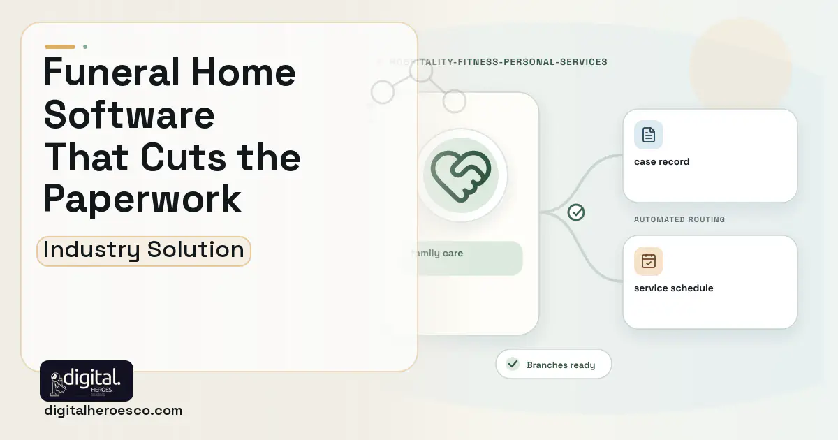 Funeral Home Management software visual showing family care, case record, and service schedule.