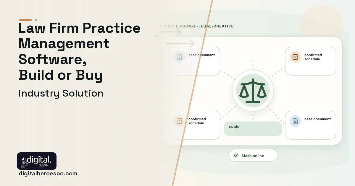 Law Firm Practice Management software visual showing scale, case document, and confirmed schedule.