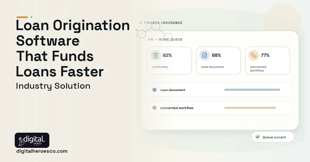 Loan Origination software visual showing institution, case document, and connected workflow.