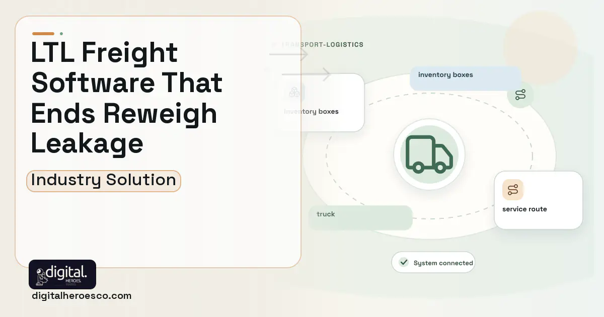 LTL Freight software visual showing truck, inventory boxes, and service route.