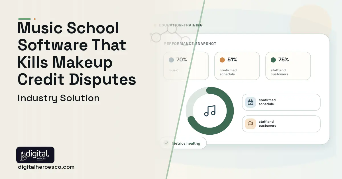 Music School software visual showing music, confirmed schedule, and staff and customers.