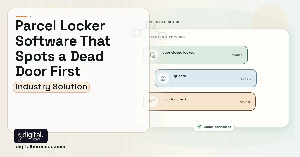 Parcel Locker Management software visual showing door closed locked, qr code, and monitor check.